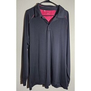 Addias Climalite XL Long Sleeved Polo Pullover Black H Red‎ Golf Active Outdoors